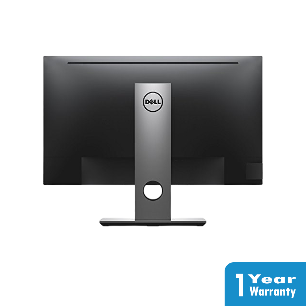 a black computer monitor with a silver base