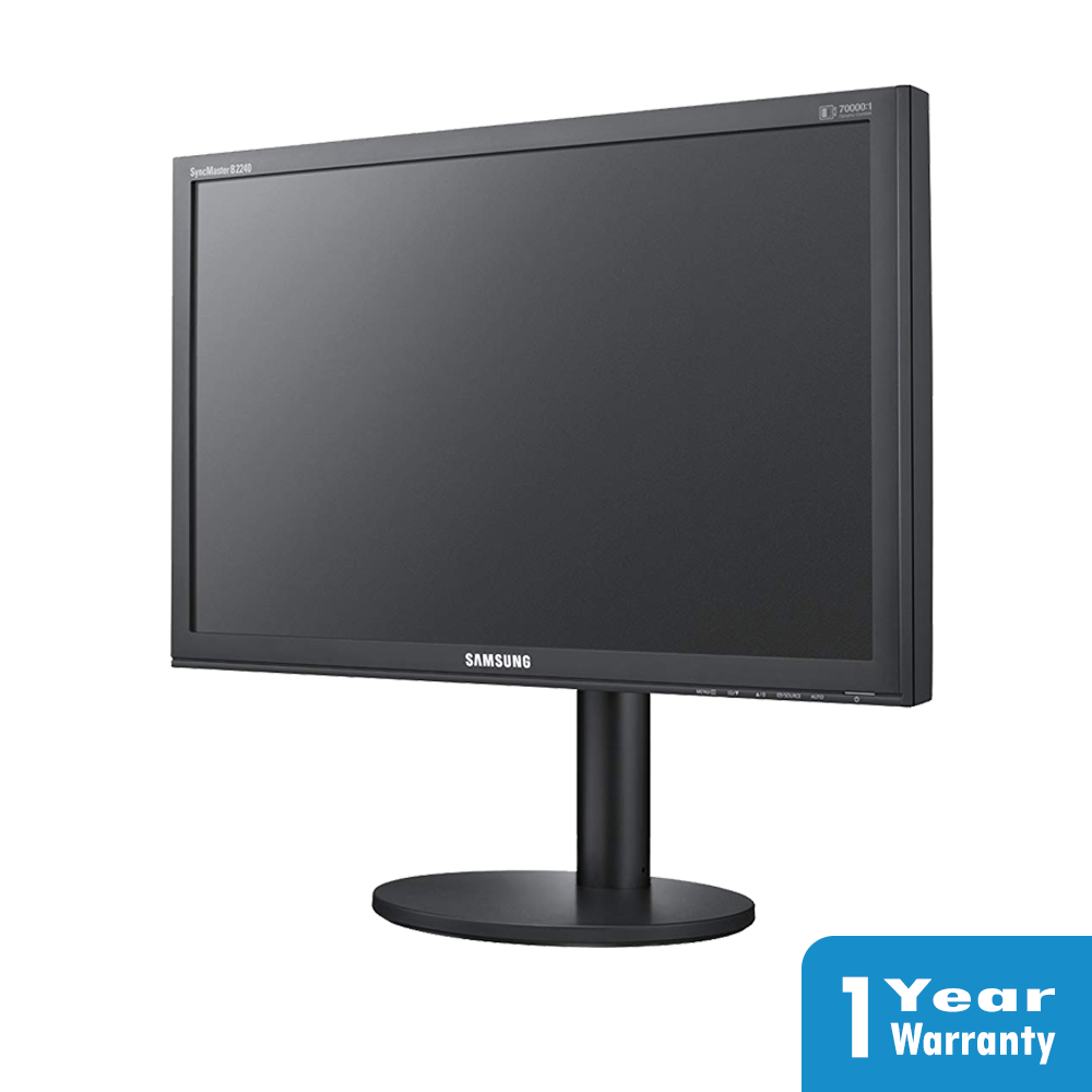 a black computer monitor with a stand