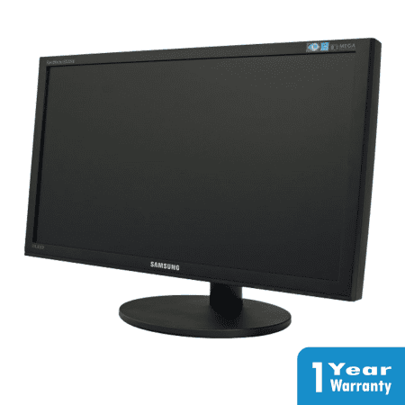 a black computer monitor with a white background