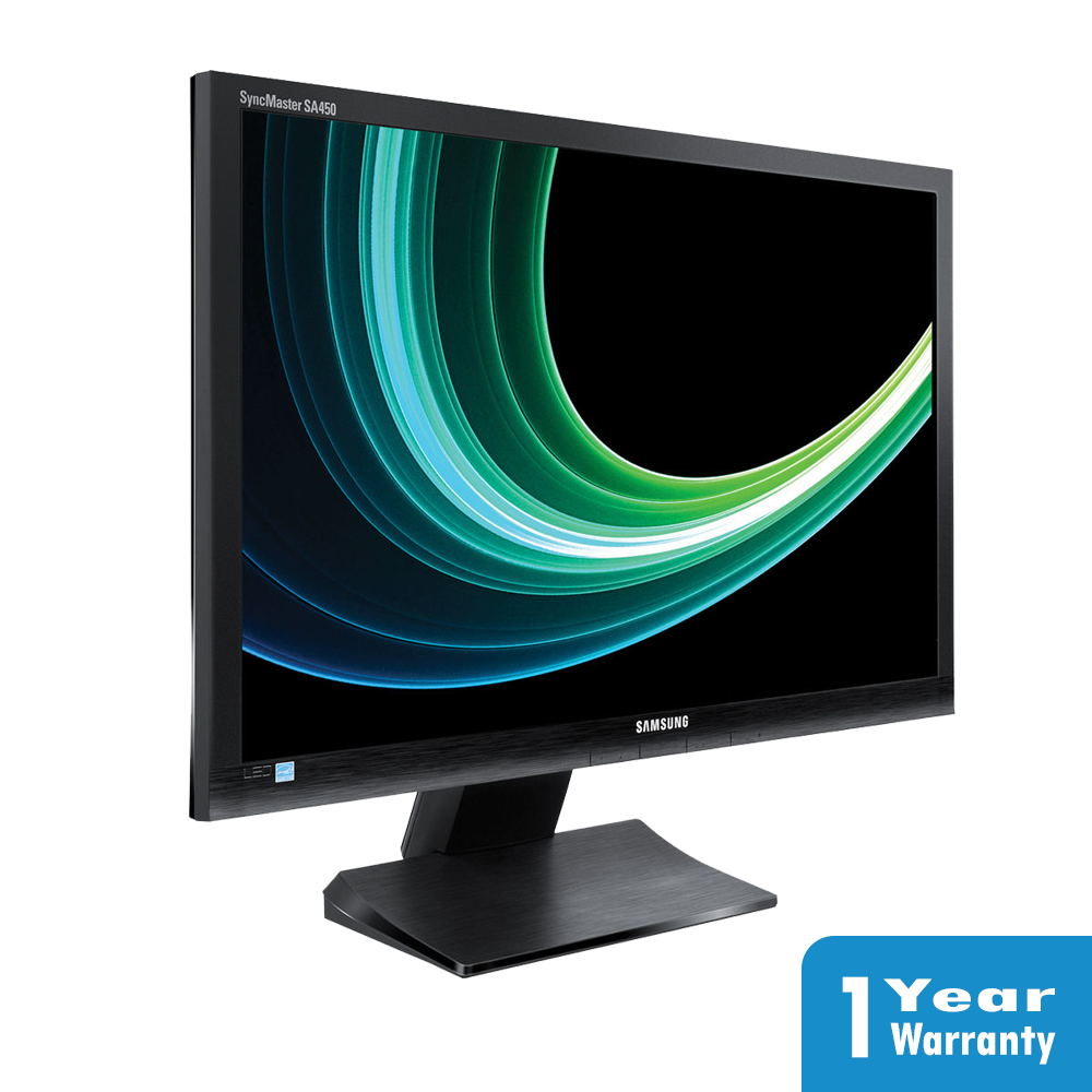 a computer monitor with a black stand