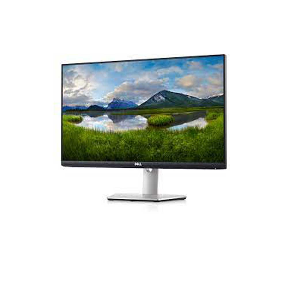 a computer monitor with a landscape on the screen